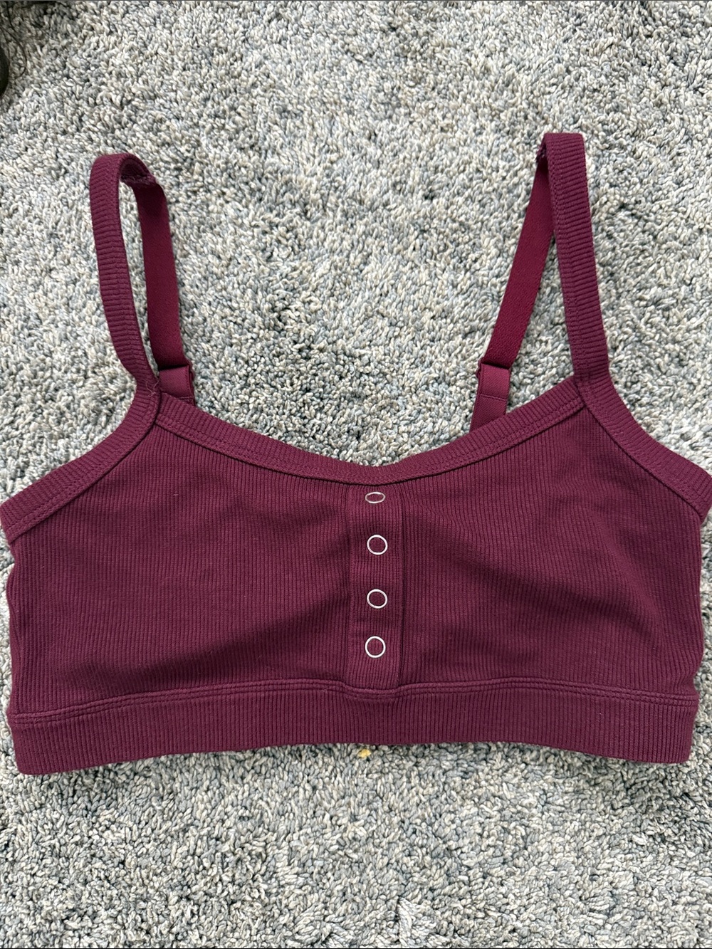 KB Burgundy Ribbed Snap-Front Bralette